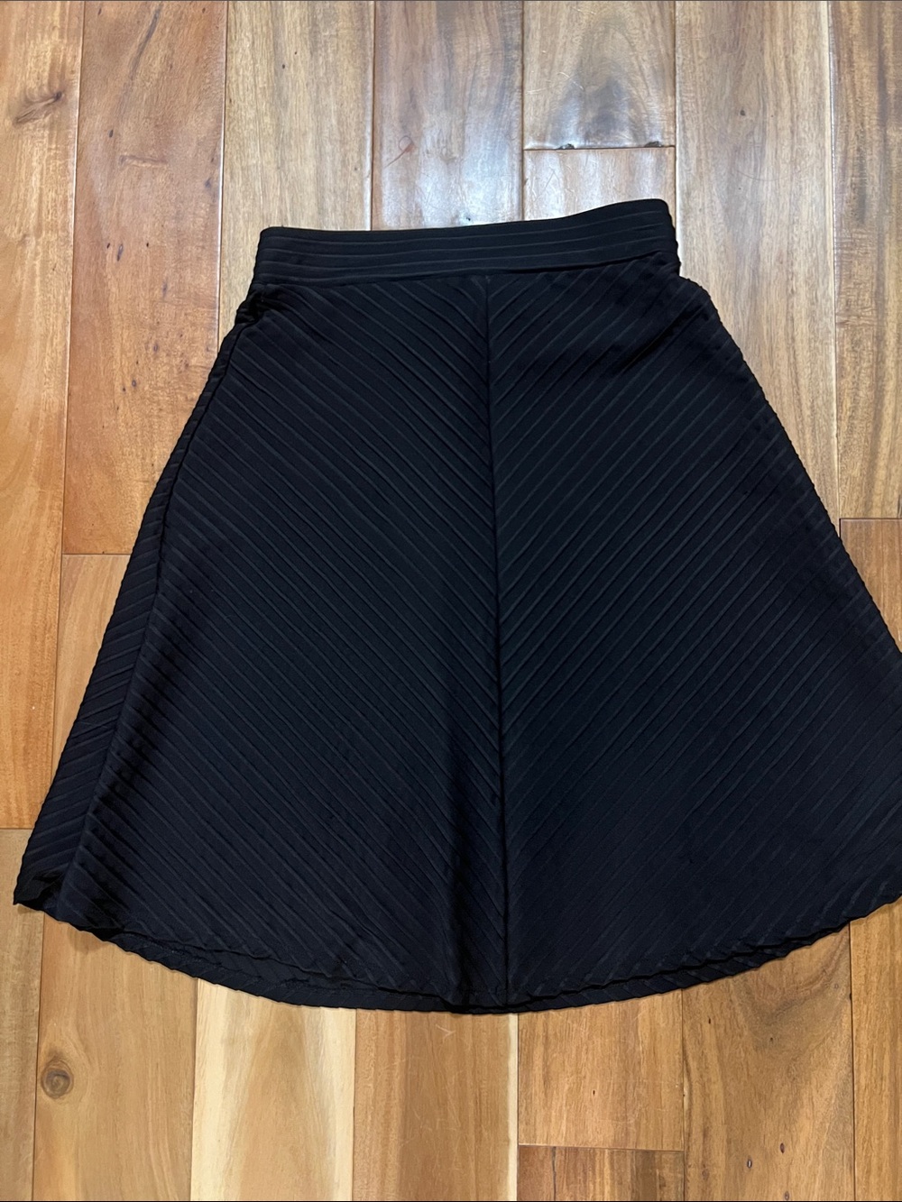 Black A-Line Skirt with Diagonal Ribbing